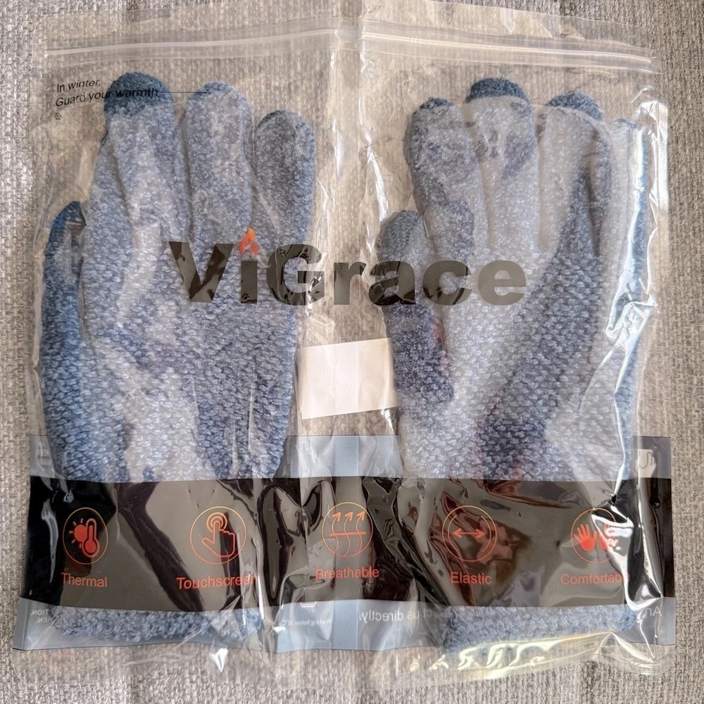 New! ViGrace women’s blue thermal touchscreen soft gloves